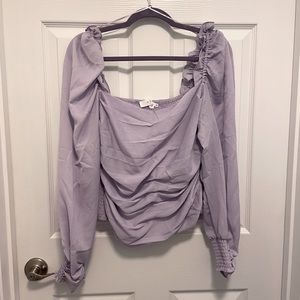 ASTR the Label Lavender Purple Ruffle Crop Top Blouse Size L